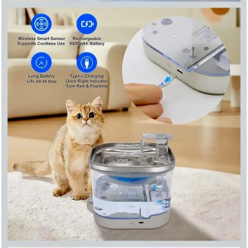 Rubeku Pet Water Fountain Wireless Clear 2L